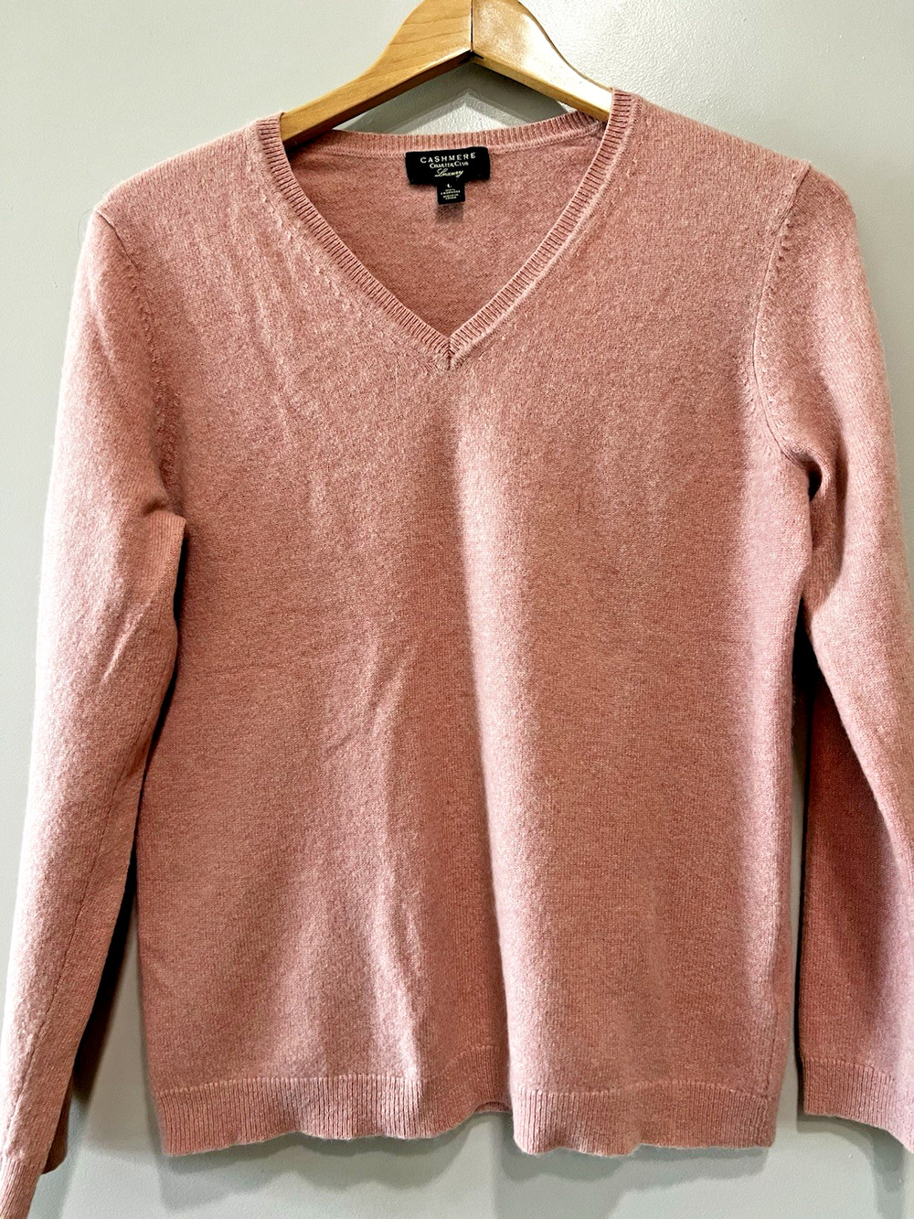 Charter Club Luxury 100% Cashmere Dusty Pink Long Sleeve Sweater Size L